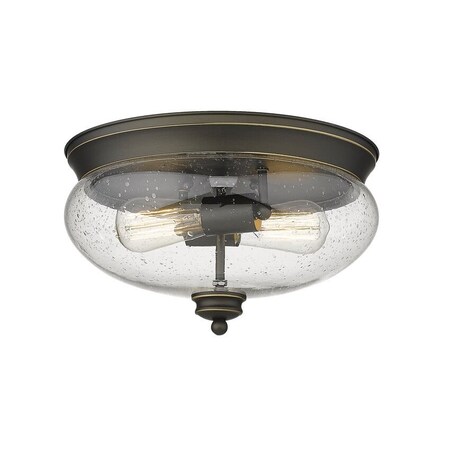 Z-Lite Amon 2 Light Flush Mount, Olde Bronze And Clear Seedy 722F2-OB